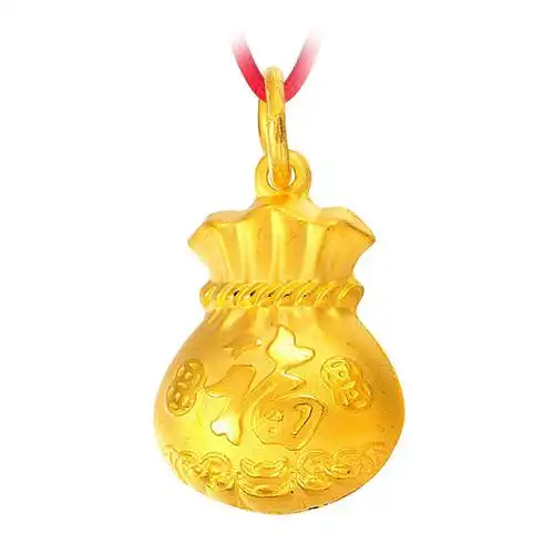 鑫万福喜钻 聚财钱袋 黄金钱袋吊坠/999千足金项坠/福袋j0765