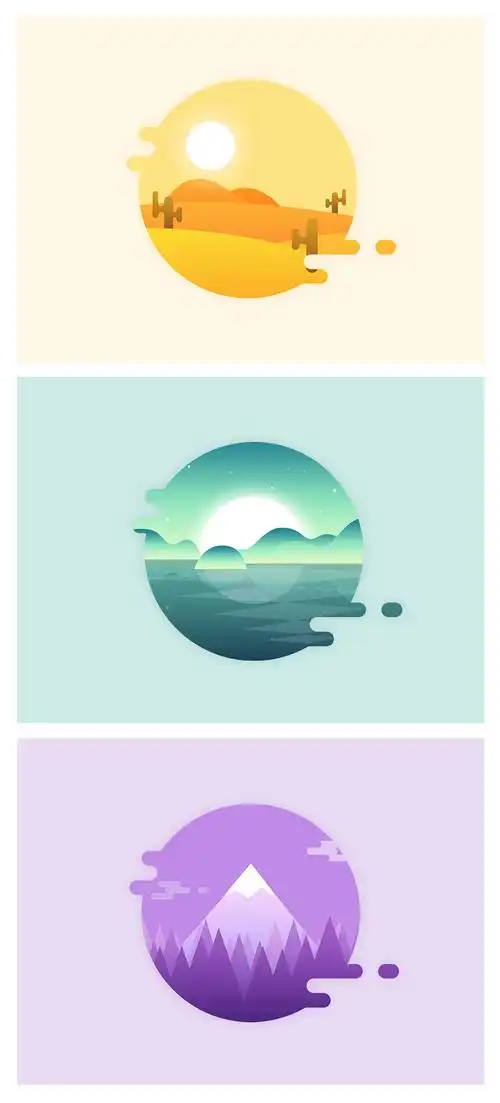 风景画—ui插画扁平化设计