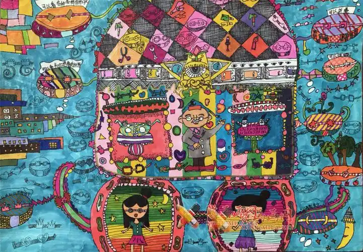 《π眼镜看世界》__科幻画_科幻画图片大全_学画画网_国内最大的画画