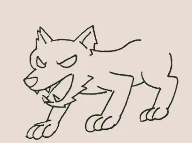 凶狠的狼简笔画简单画法步骤图解教程