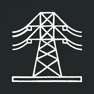 高压电线粉笔图标电源线电力塔铁塔孤立的矢量黑板插图高压电线粉笔