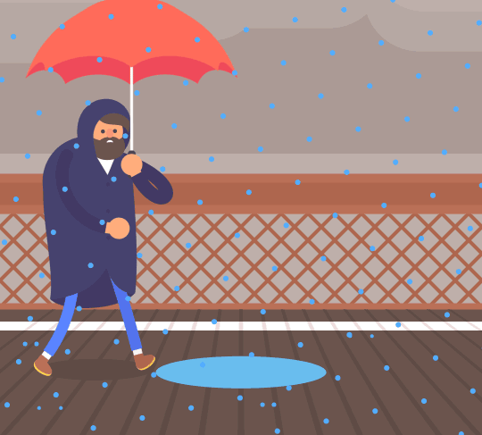 环抱着自己, 希望可以把热量集中起来, 没想到下一步就踩进一个水坑