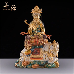 善源大行普贤纯铜精品彩绘佛像客厅家用桌面装饰摆件定制工艺礼品