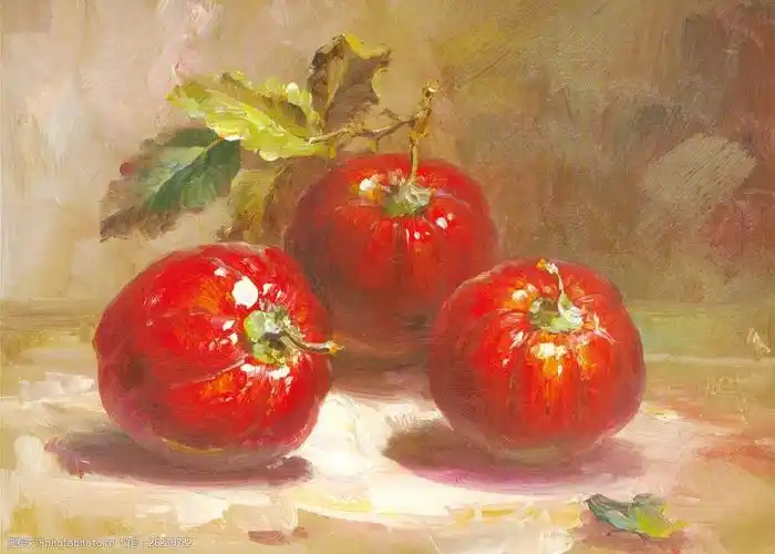 新鲜水果静物油画图片