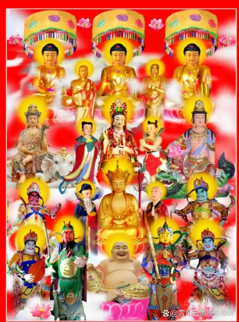 跣足跨狮持慧剑, 熏修长刻幸皈依.