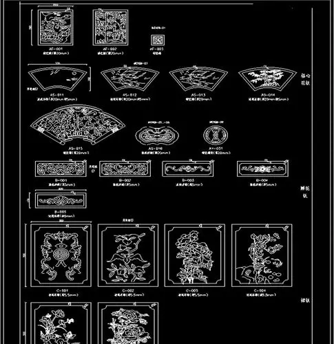 原创木雕花标准cad素材_cad图库 -建库图纸