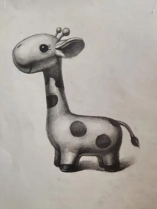 长颈鹿玩具素描表现