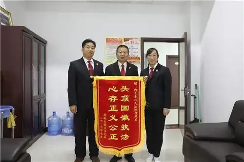 头顶国徽执法 心存正义公正——当事人为内乡法院送锦旗表感谢
