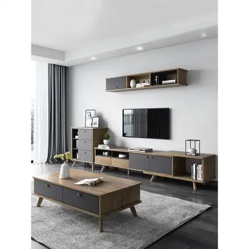 北欧风格电视柜茶几组合小户型客厅背景墙柜斗柜吊柜简约现代家具