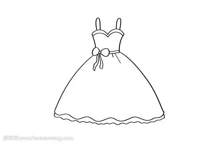 裙子简笔画怎么画裙子简笔画顺序鱼尾礼服拖尾简笔画鱼尾晚礼服简笔画