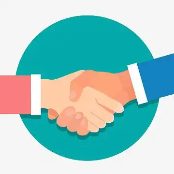 蓝色背景上的握手