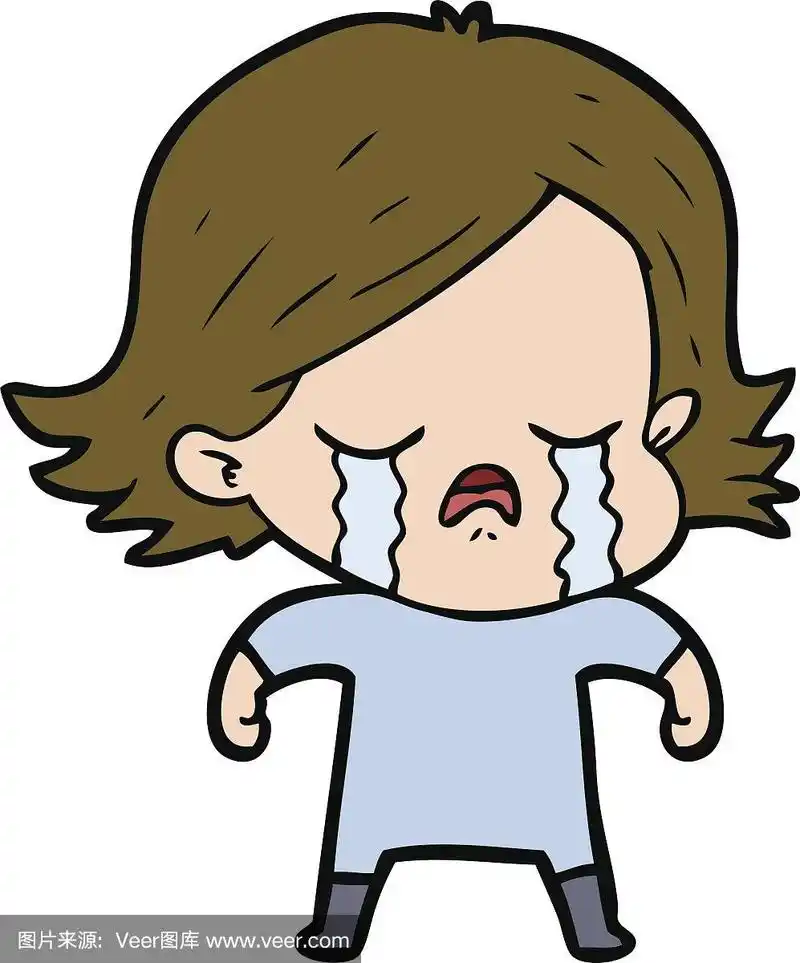 卡通小女孩哭