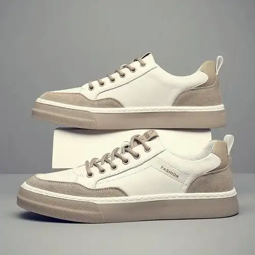 小白鞋子头层牛皮男鞋男潮流百搭透气休闲板鞋真皮男士2024新款鞋