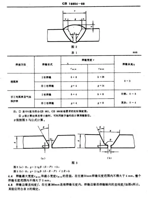 gb10854-89 钢结构焊缝外形尺寸