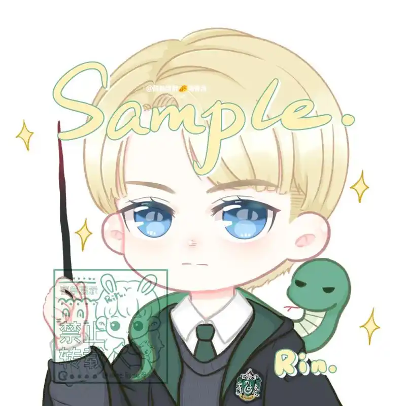 德拉科61马尔福 蛇院 hp|q版小脑阔 蛇院女孩约的德拉科 院徽画得