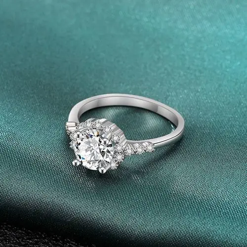 莫桑钻戒annzo18k求婚石求婚戒指戒托纯银一克拉戒指