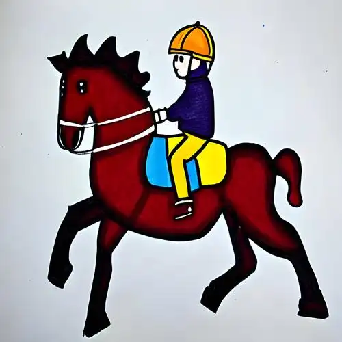 小男孩骑马的简笔画