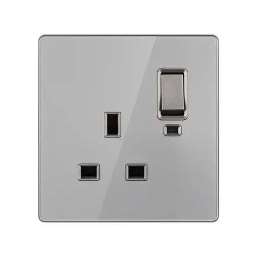 外贸英标电源插座13a英式插座带开关银灰色水晶亚克力东南亚面板