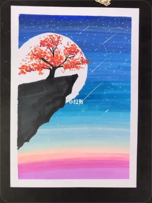 30秒教你马克笔绘星空星空马克笔简笔画教程简笔