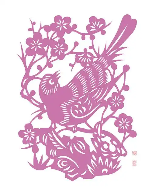 中国传统剪纸矢量的鸟