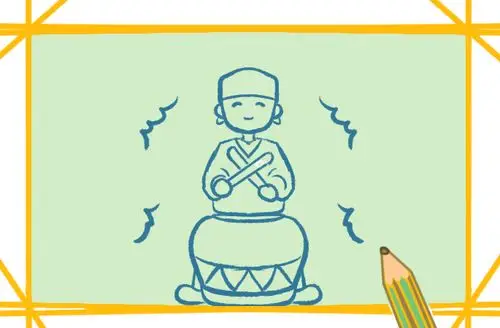 击鼓的男性简笔画图片教程步骤