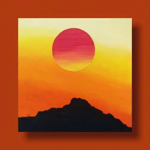 油画棒画一个暑假落日附教程