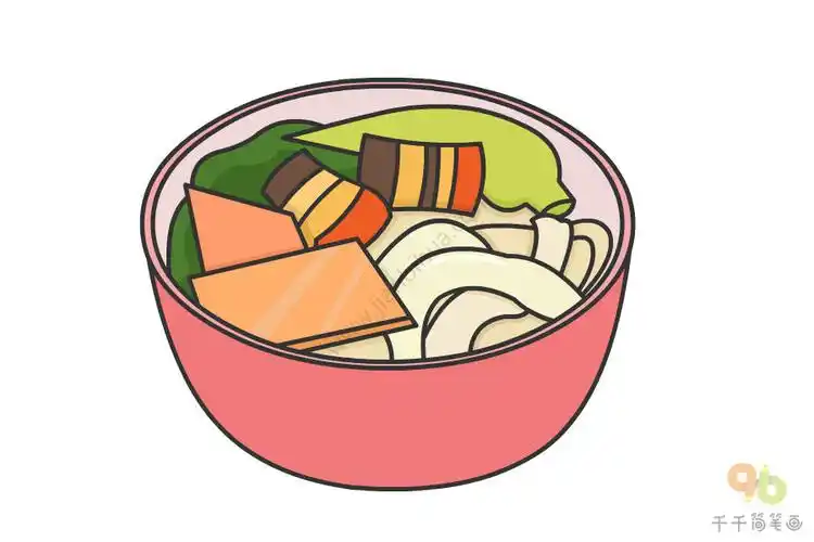如何画刀削面简笔画_主食简笔画