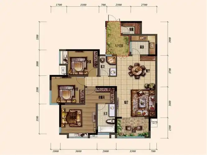 madlife - 地中海风格四室一厅一卫装修效果图 - ***3设计效果图 - 每