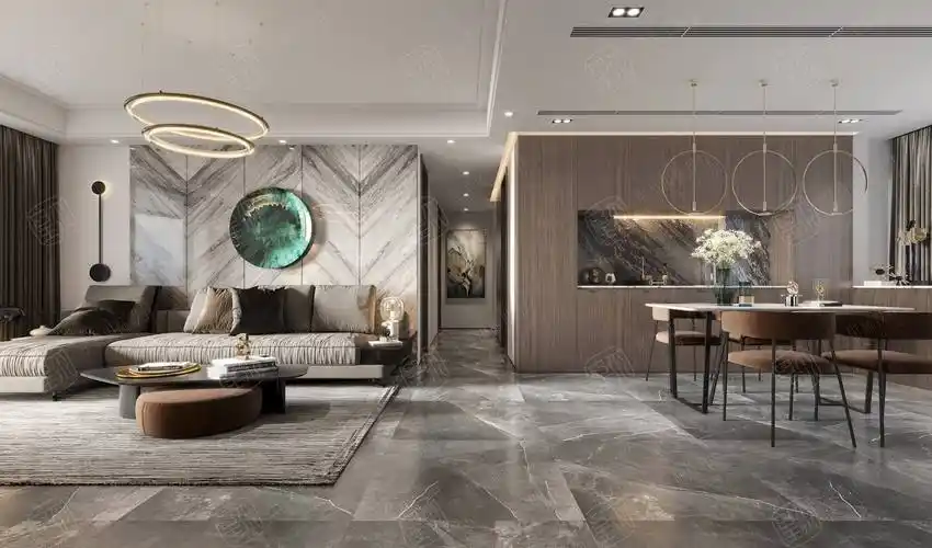 珠江玫瑰园 现代风格现代简约装修效果图_300㎡以下大平层装修价格