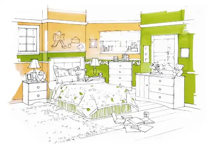 马克笔上色教程儿童房空间表达第五课