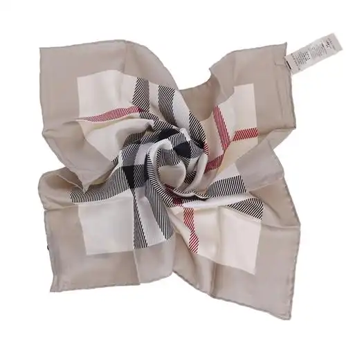 burberry 巴宝莉 灰色格纹桑蚕丝围巾丝巾375316