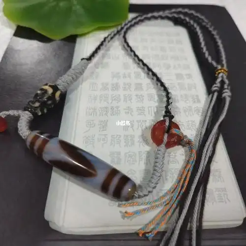 新品藏式玛瑙天珠横款项链手编棉线款可调节项链搭配天珠雕刻款#手绳