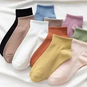 女式袜子纯棉夏天纯色短筒图片