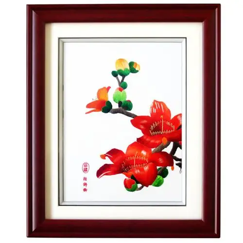品粤 广东特色商务礼品定制广绣粤绣苏绣全手工刺绣红棉荔枝老板办公