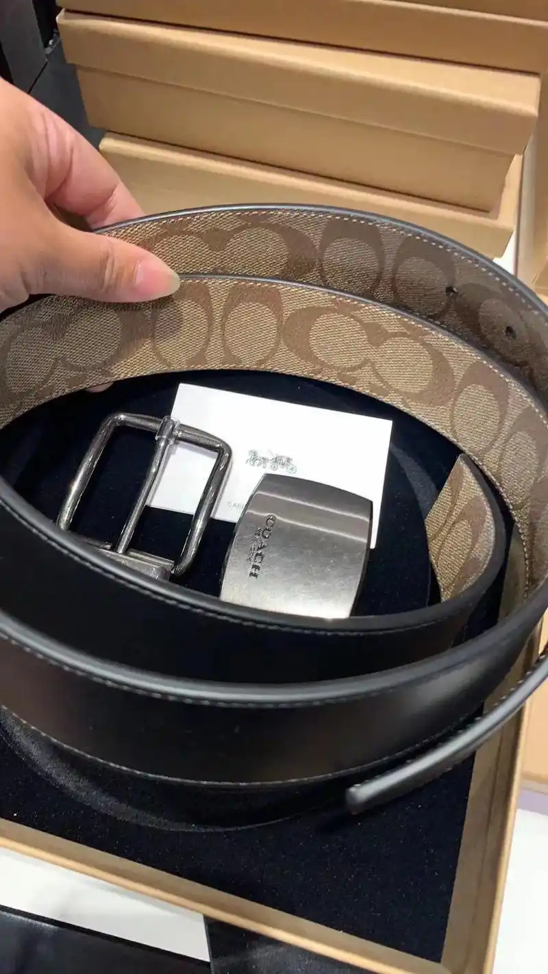 蔻驰腰带.9896coach蔻驰士男宽版腰带礼盒可截长短,腰 - 抖音