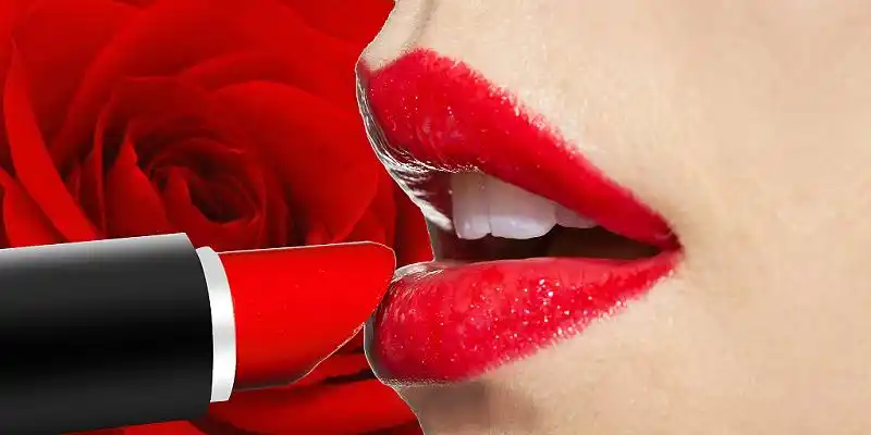 红色口红嘴唇玫瑰鲜艳化妆美妆妇女节女神节美丽背景妇女节母亲节口红