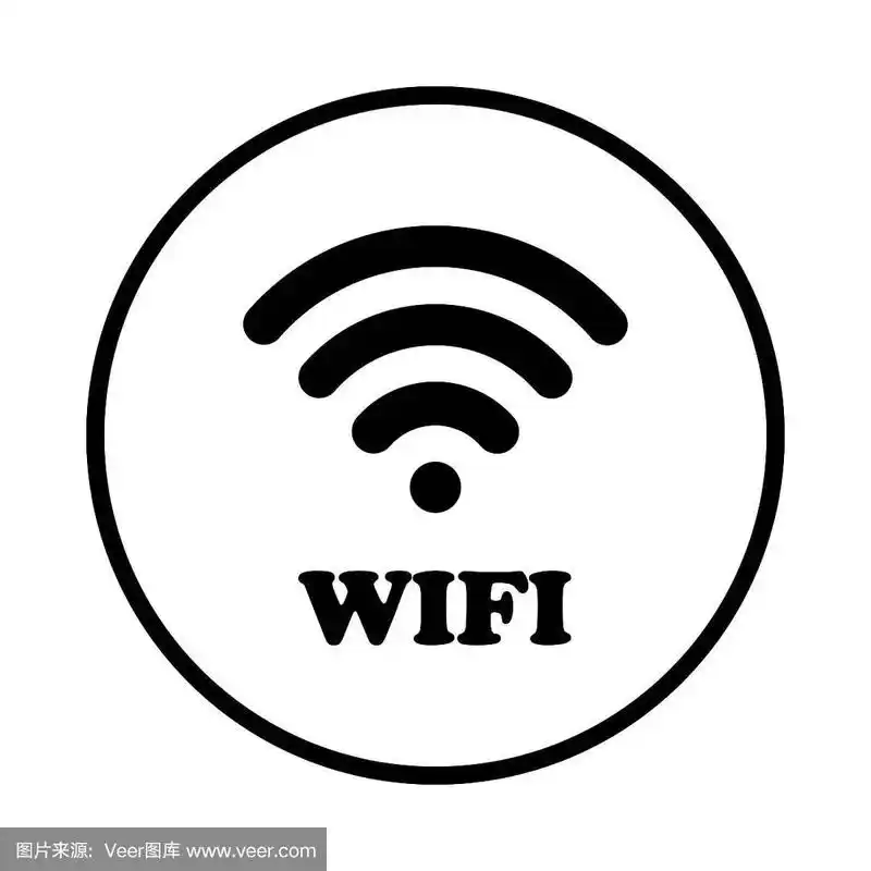 wifi标志在白色背景下的黑色圆圈中