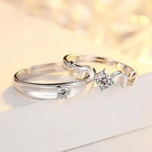 【格调主义-比翼齐飞】 s925银 情侣活口戒指 原创设计 文艺清新创意