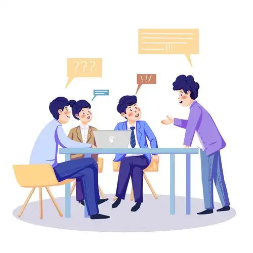 卡通上班族员工开会晨会讨论人物元素gif动态图卡通人物