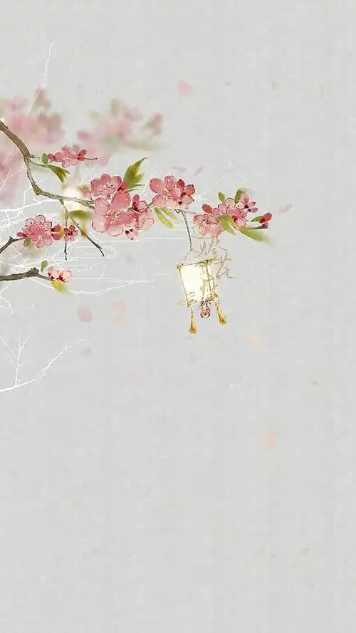 唯美中国古风桃花插画