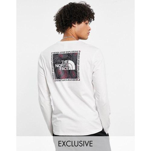 face乐斯菲斯男款白色长袖圆领t恤|topographic long sleeve t-shirt