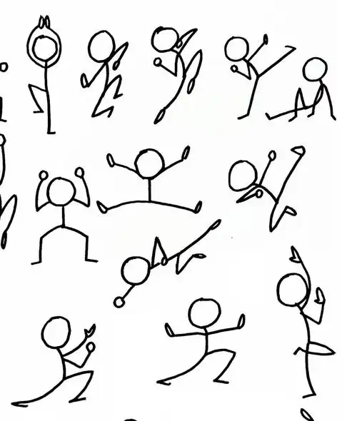 火柴人动作功夫随想创意儿童画简笔画教程