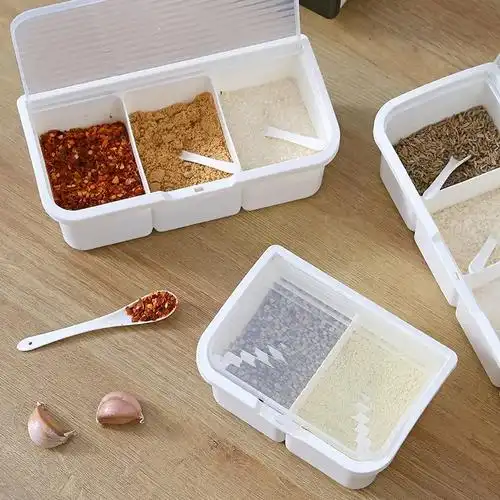 厨房用品调料盒家用创意多格带勺佐料盒调味盒味精盐罐调味罐套装