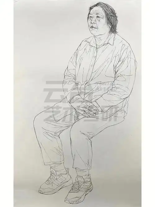 线描高分示范全身女中年高清完整图