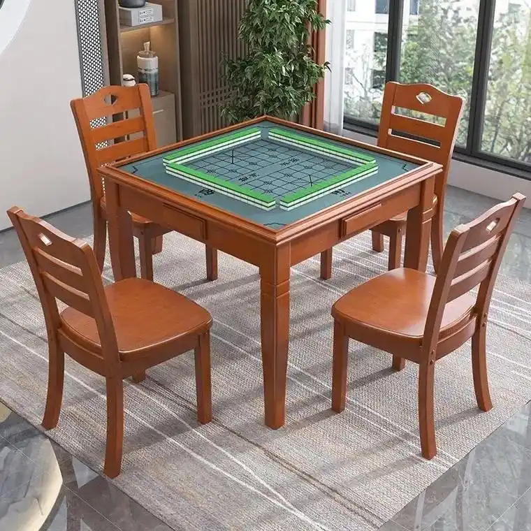 实木麻将桌餐桌两用简易手搓家用正方形棋牌桌象棋手动麻将扑克桌