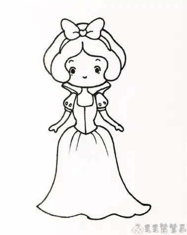 公主简笔画卡通白雪公主简笔画步骤图怎么画白雪公主简笔画七个小矮人