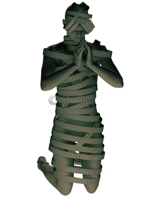 木乃伊,祈祷,绷带