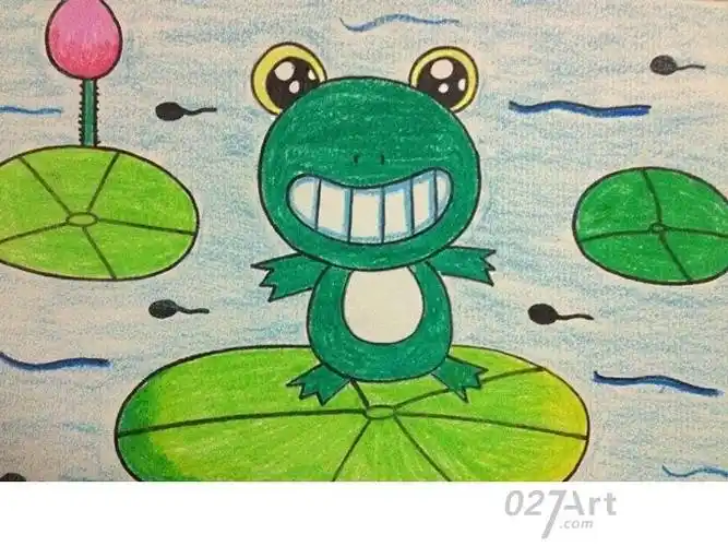 美丽夏天儿童画热闹的小青蛙最新关于夏天的儿童画