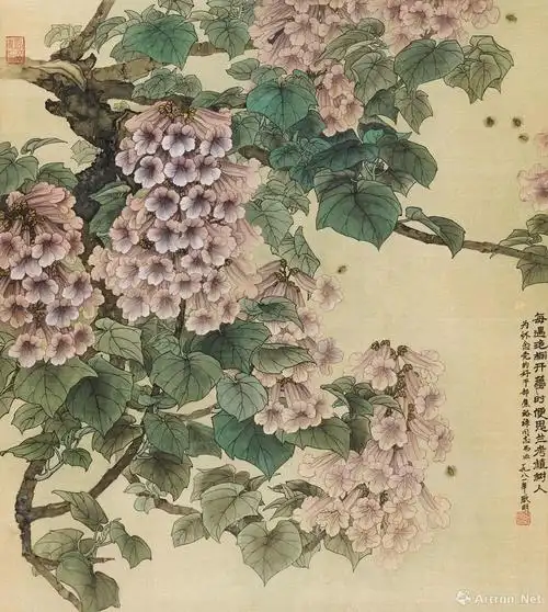 泡桐花_工笔花鸟_耿明作品展_耿明在线作品_耿明纪念