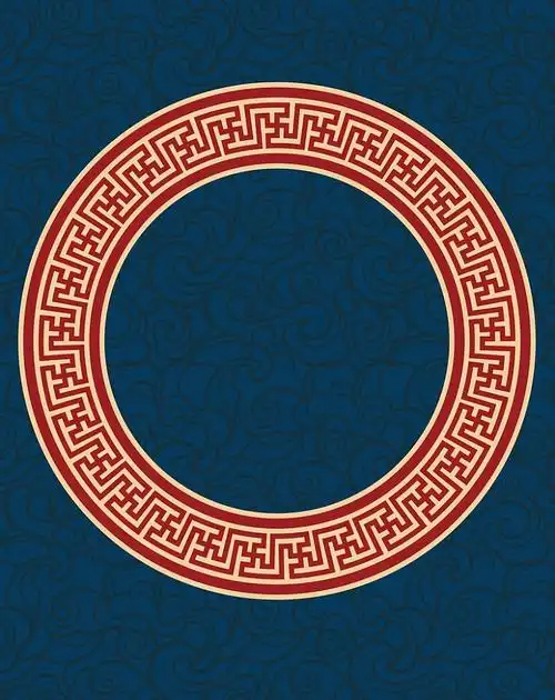 矢量复古中国风回形纹圆环背景素材